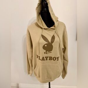 PLAYBOY Tan Hoodie with Iconic Logo - Large
